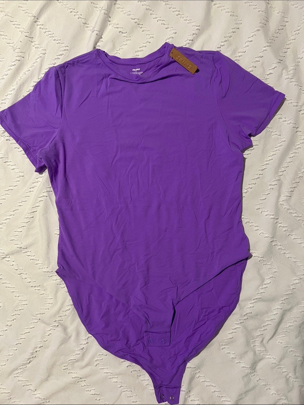 SKIMS Fits Everybody Purple Short-Sleeve Snap-Front Bodysuit